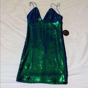 Green sequin dress